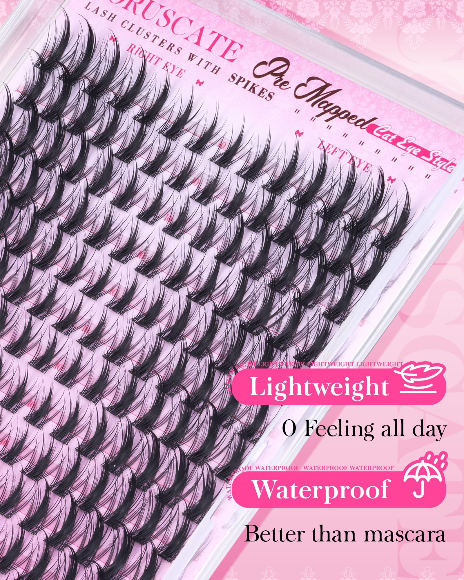 CORUSCATE Manga Lash Clusters d-curl close-up highlights curl retention all day.