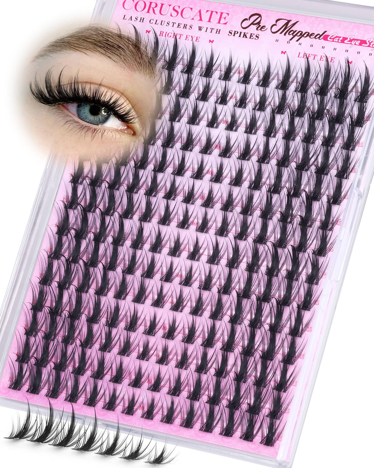 CORUSCATE Manga Lash Clusters inner-10mm close-up for natural inner corner lift.