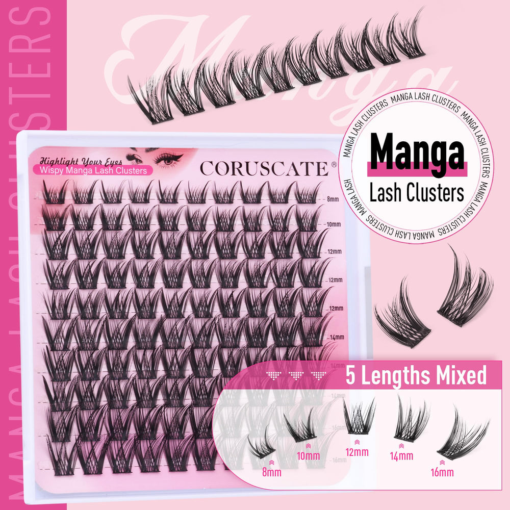 CORUSCATE manga shape lashes add a playful, eye-catching edge.