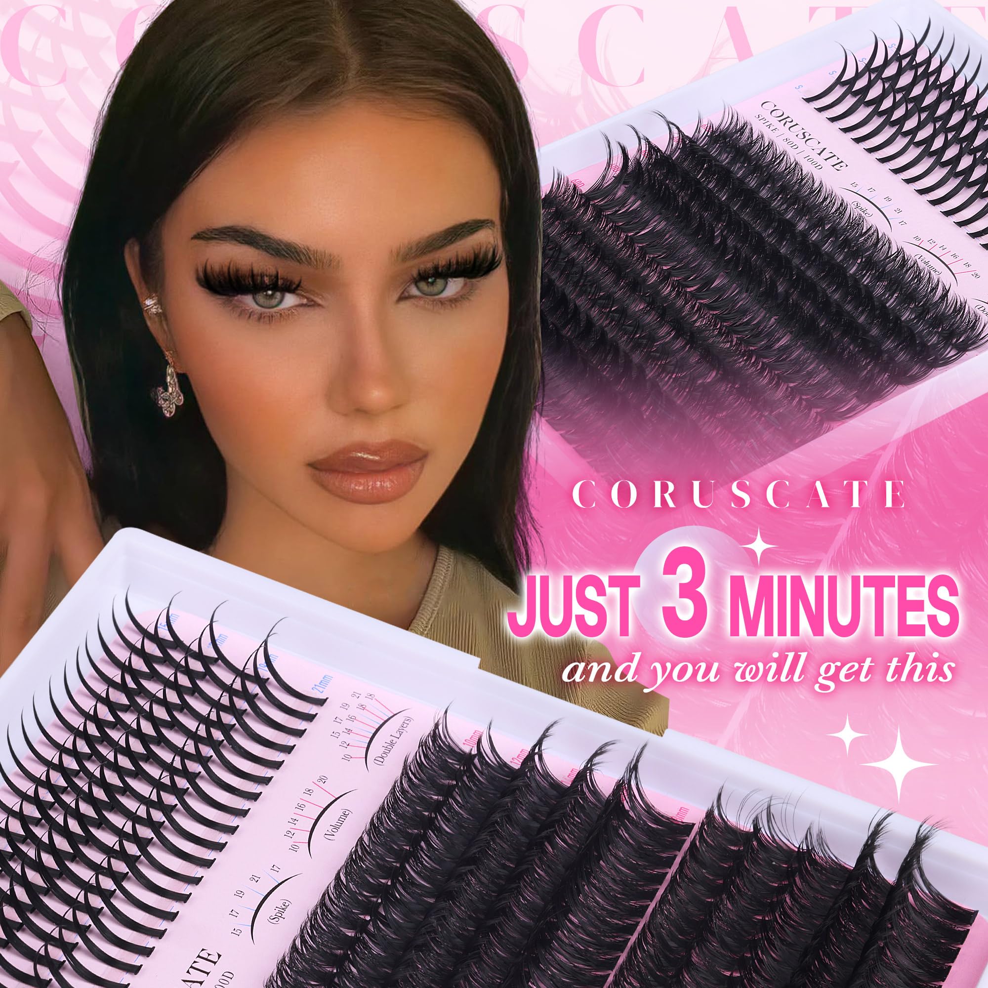 CORUSCATE manga volume effect lashes shown for bold styling.