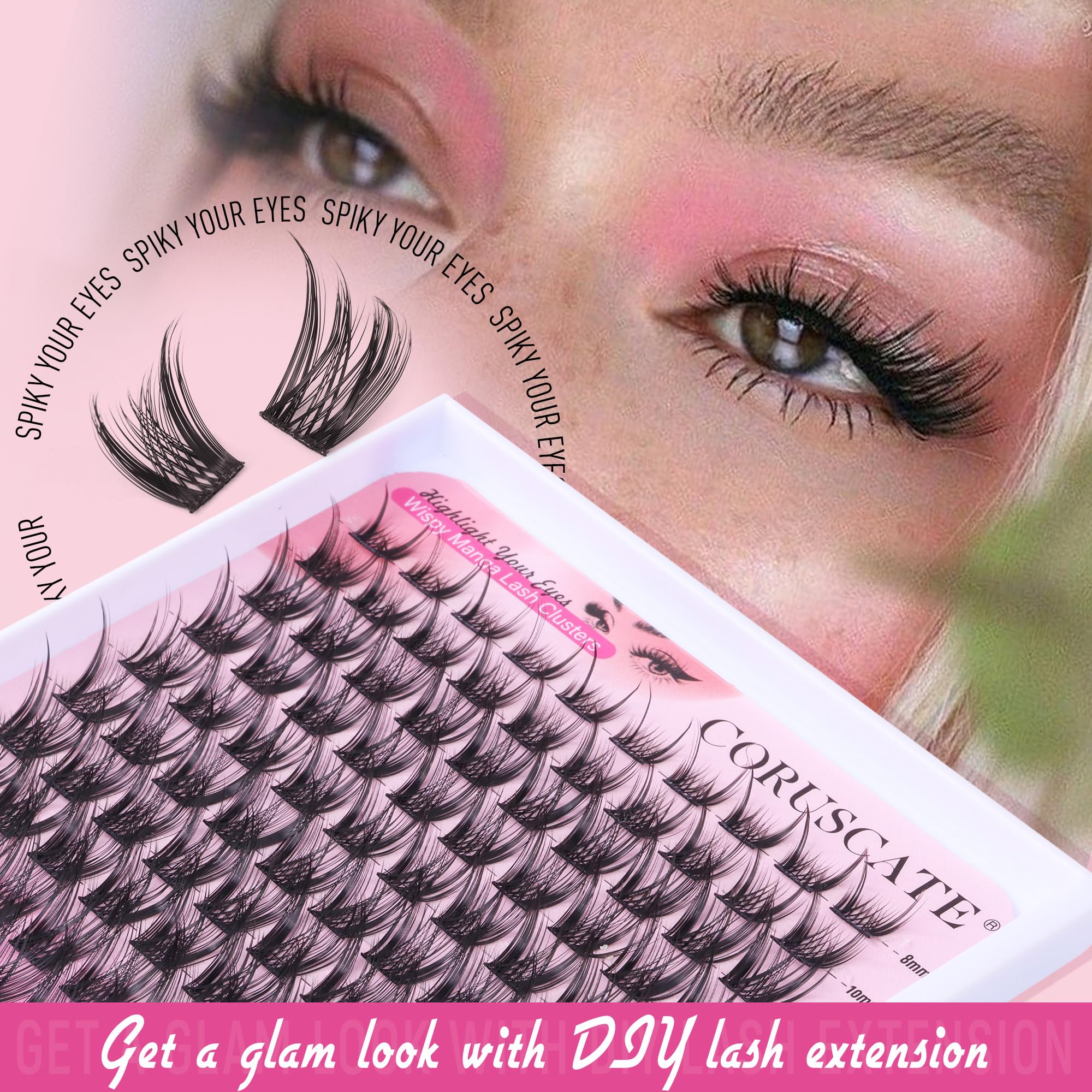 CORUSCATE natural-look lash clusters mimic real lashes for a seamless finish.