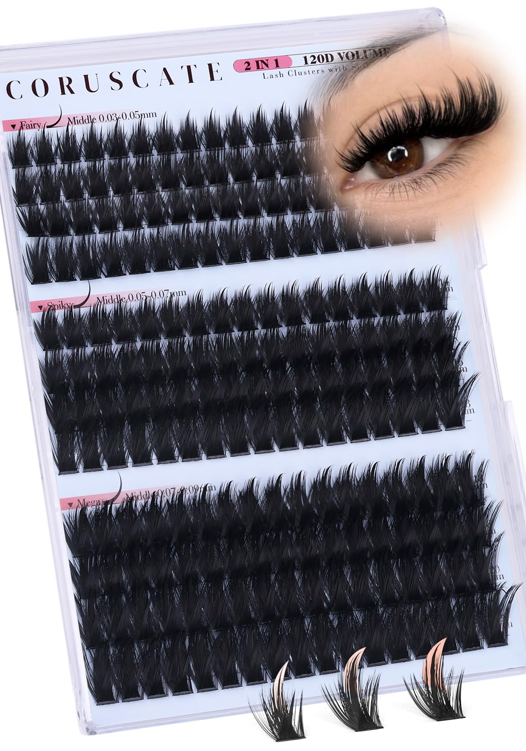 CORUSCATE Spikes Lash Clusters 120D deliver bold dramatic volume for standout eyes.