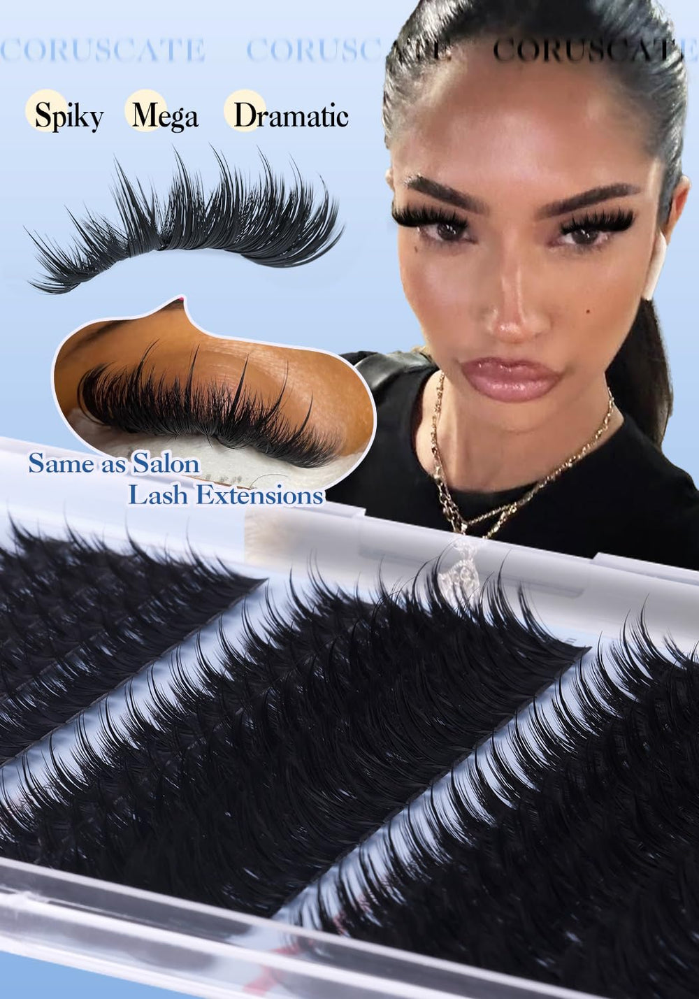 CORUSCATE multi-length clusters enable versatile cat-eye or dolly-eye styles.