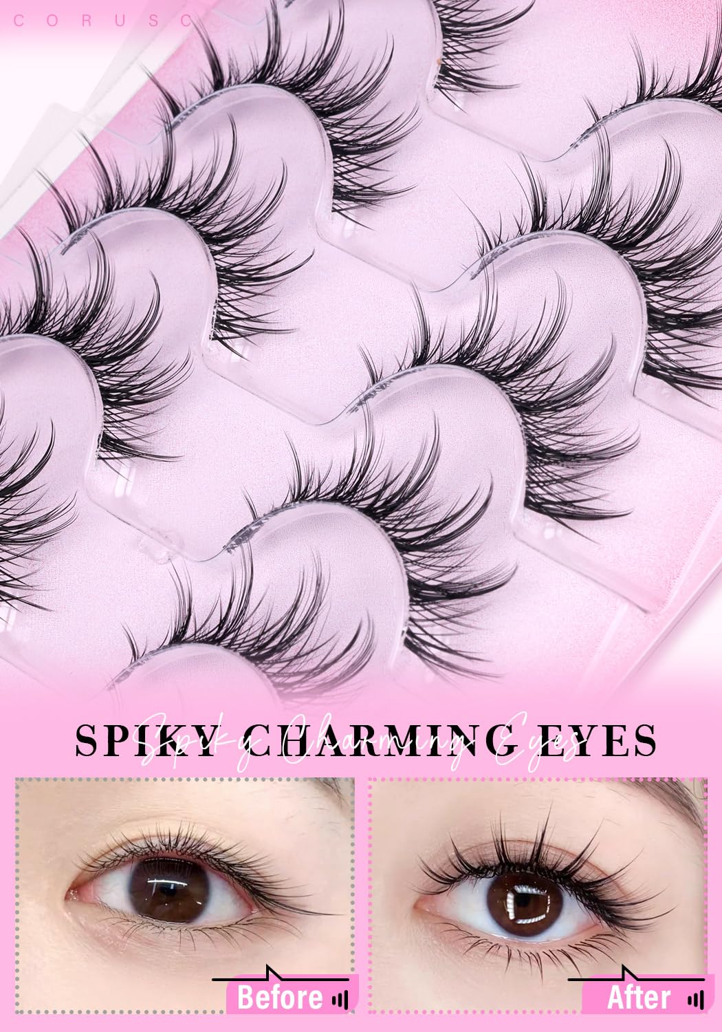 CORUSCATE cat eye spikes lashes deliver wispy volume at outer corners