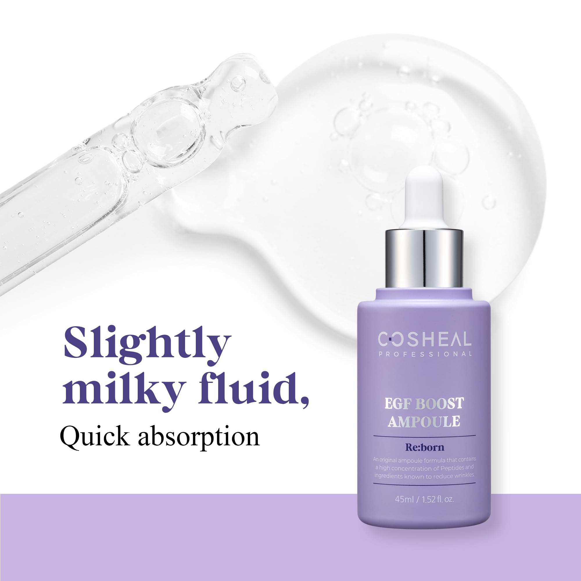 COSHEAL EGF Boost Ampoule close-up skin texture looking firmer.
