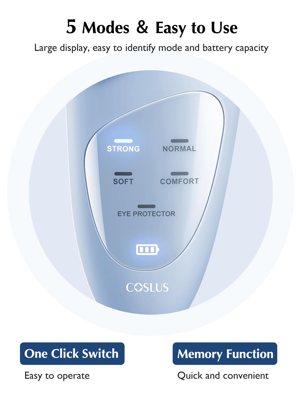 COSLUS 40°C heating zone detail aids delicate eye-area care.