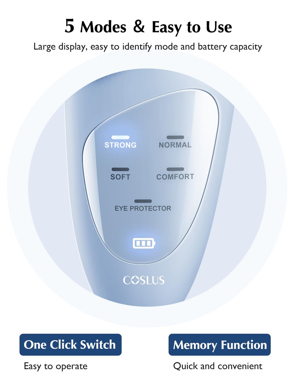 COSLUS 40°C heating zone detail aids delicate eye-area care.