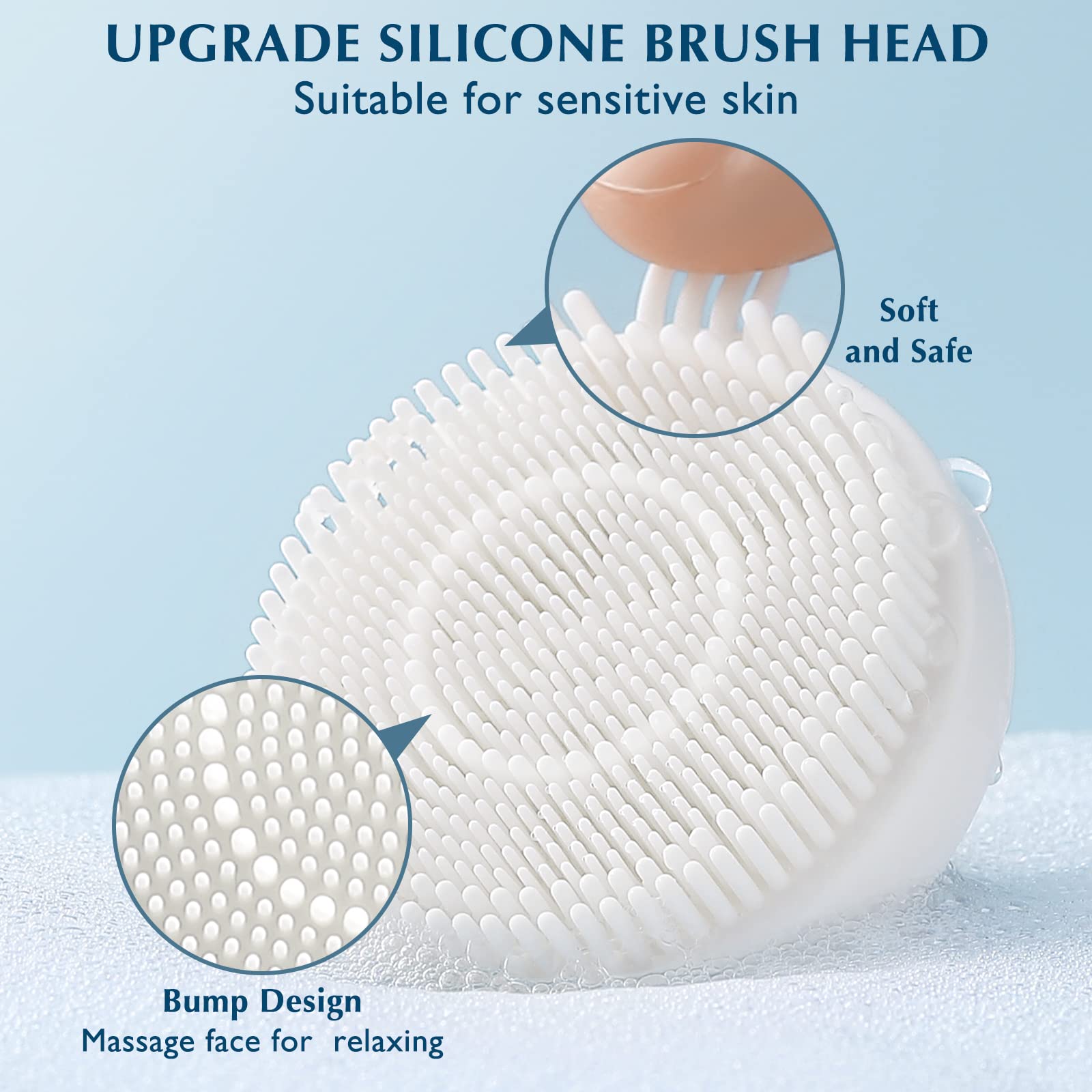 In-shower friendly COSLUS facial brush for convenient daily use.