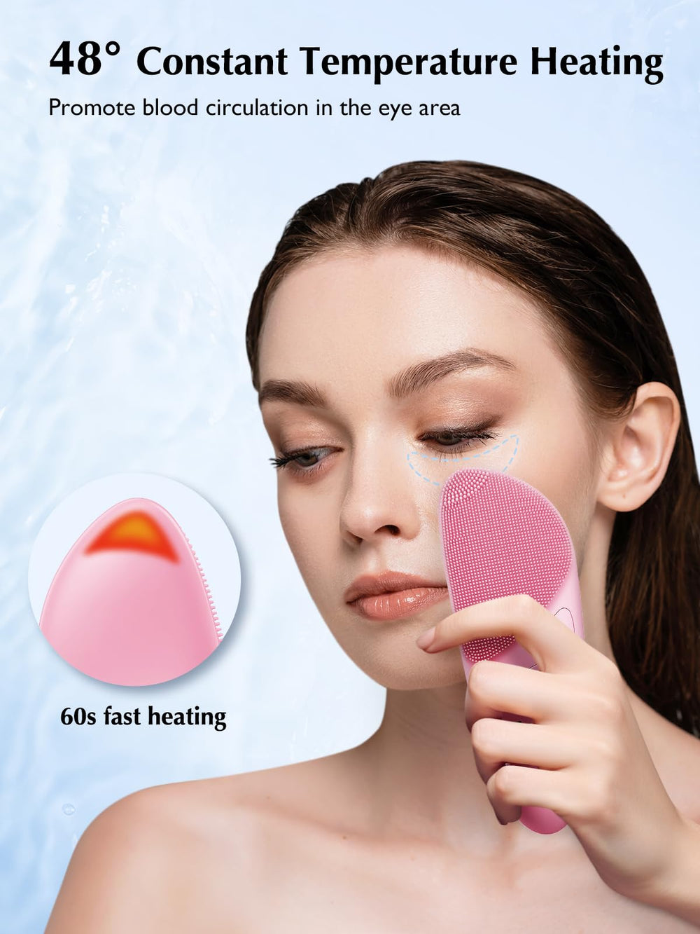 COSLUS silicone bristle deep cleansing targets nose and T-zone for clearer skin.