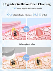 COSLUS waterproof rechargeable face brush compact design for travel and daily use.