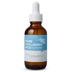 Cosmedica Skincare Hyaluronic Acid Serum bottle pour for smooth hydration.
