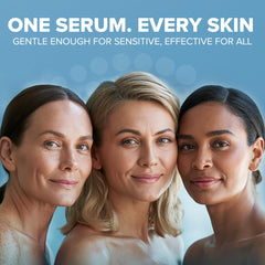 Cosmedica Hyaluronic Serum texture close-up highlights light, non-sticky formula.