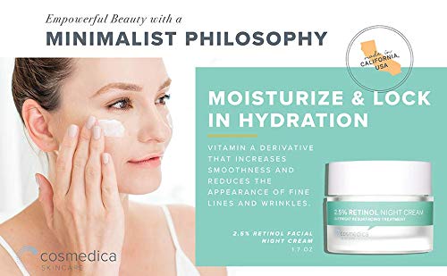 Close-up of Cosmedica Retinol Night Cream texture showing a silky, non-greasy finish