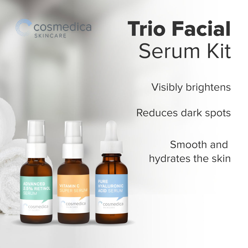 Cosmedica Skincare Daily routine scene with serums and cleanser for a fresh start
