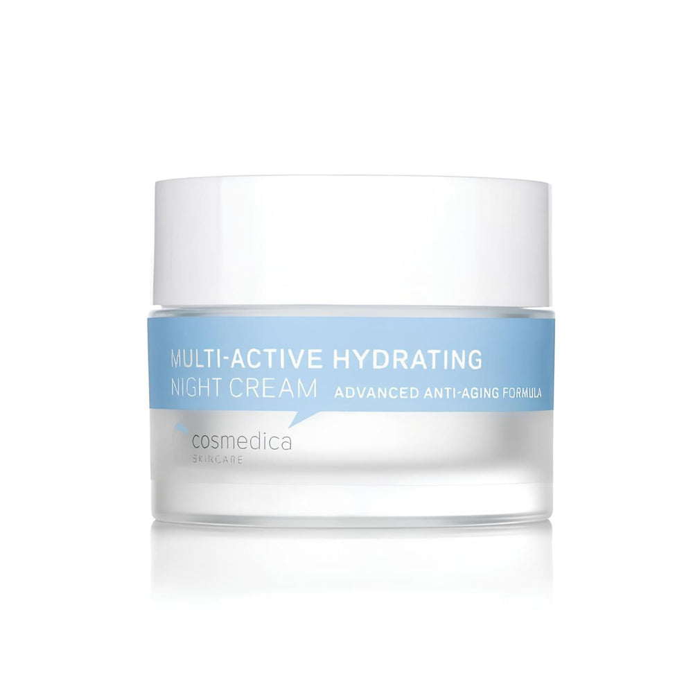 Cosmedica Skincare Multi-Active Hydrating Night Cream bottle for overnight hydration.