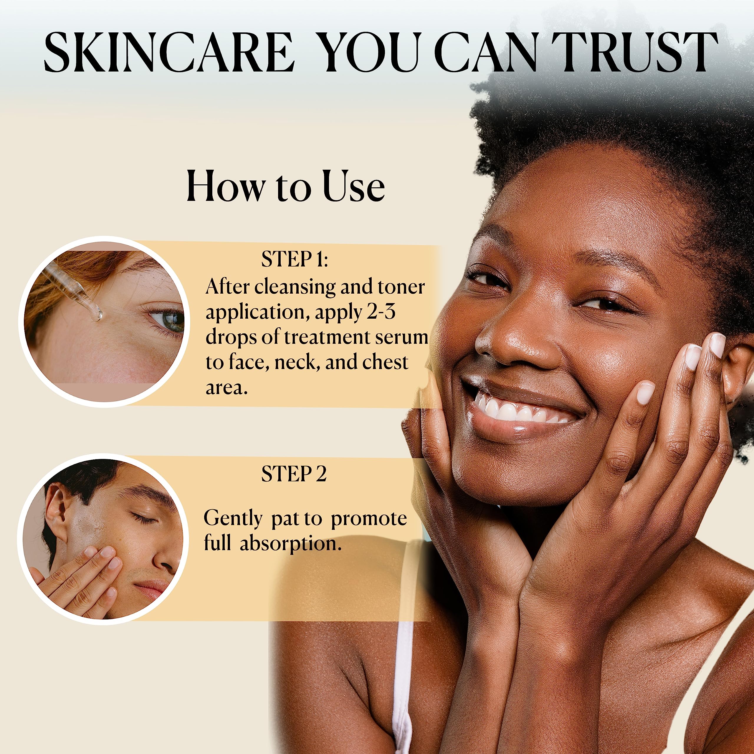 Application swatch of Cosmedica Vitamin C Super Serum shows smooth, hydrated skin.