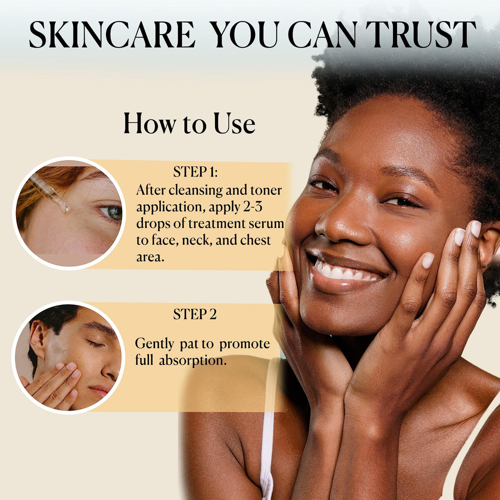 Application swatch of Cosmedica Vitamin C Super Serum shows smooth, hydrated skin.