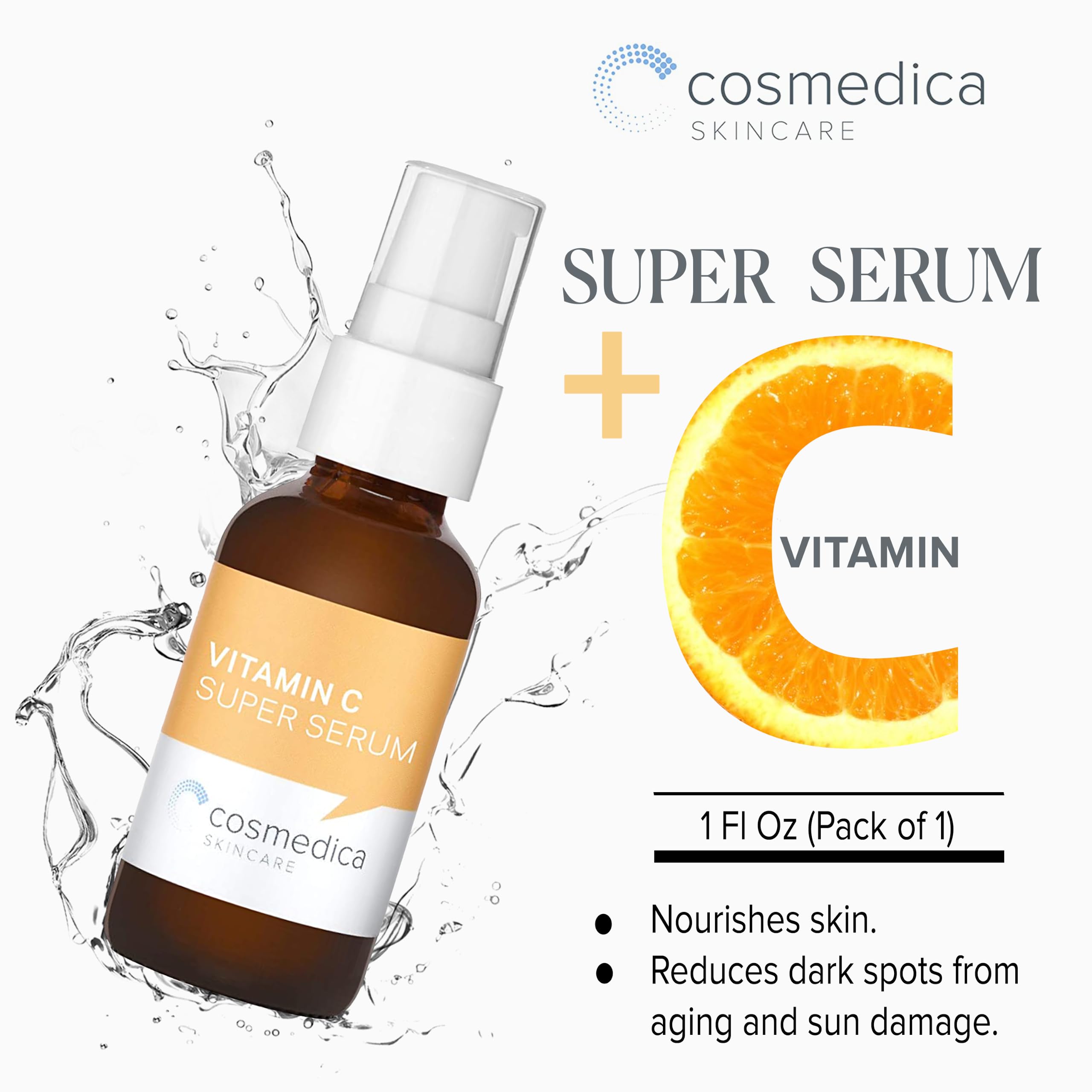 Cosmedica Vitamin C Super Serum dropper delivering precise, even application.