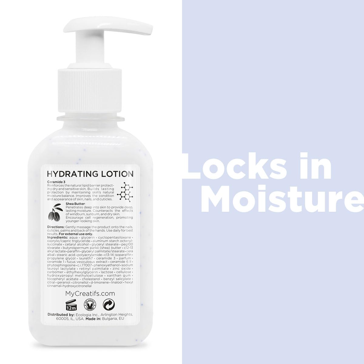 Cosme9tiques Cre9atifs Lotion mains, texture cre8meuse et absorption rapide pour douceur.