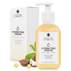 Cosmétiques Créatifs moisturizing hand cream bottle delivers deep hydration for dry hands.