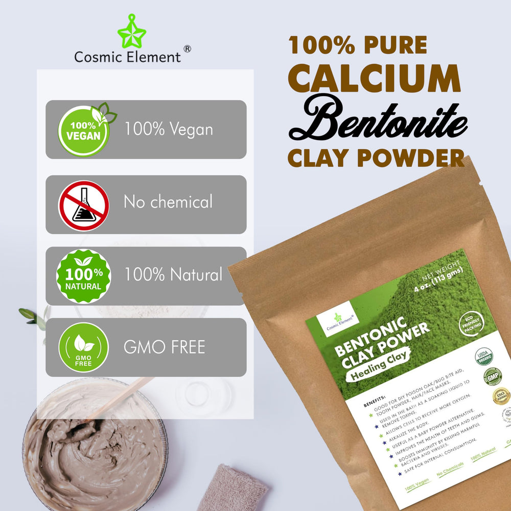 Cosmic Element clay paste being mixed with water for a smooth facial mask.