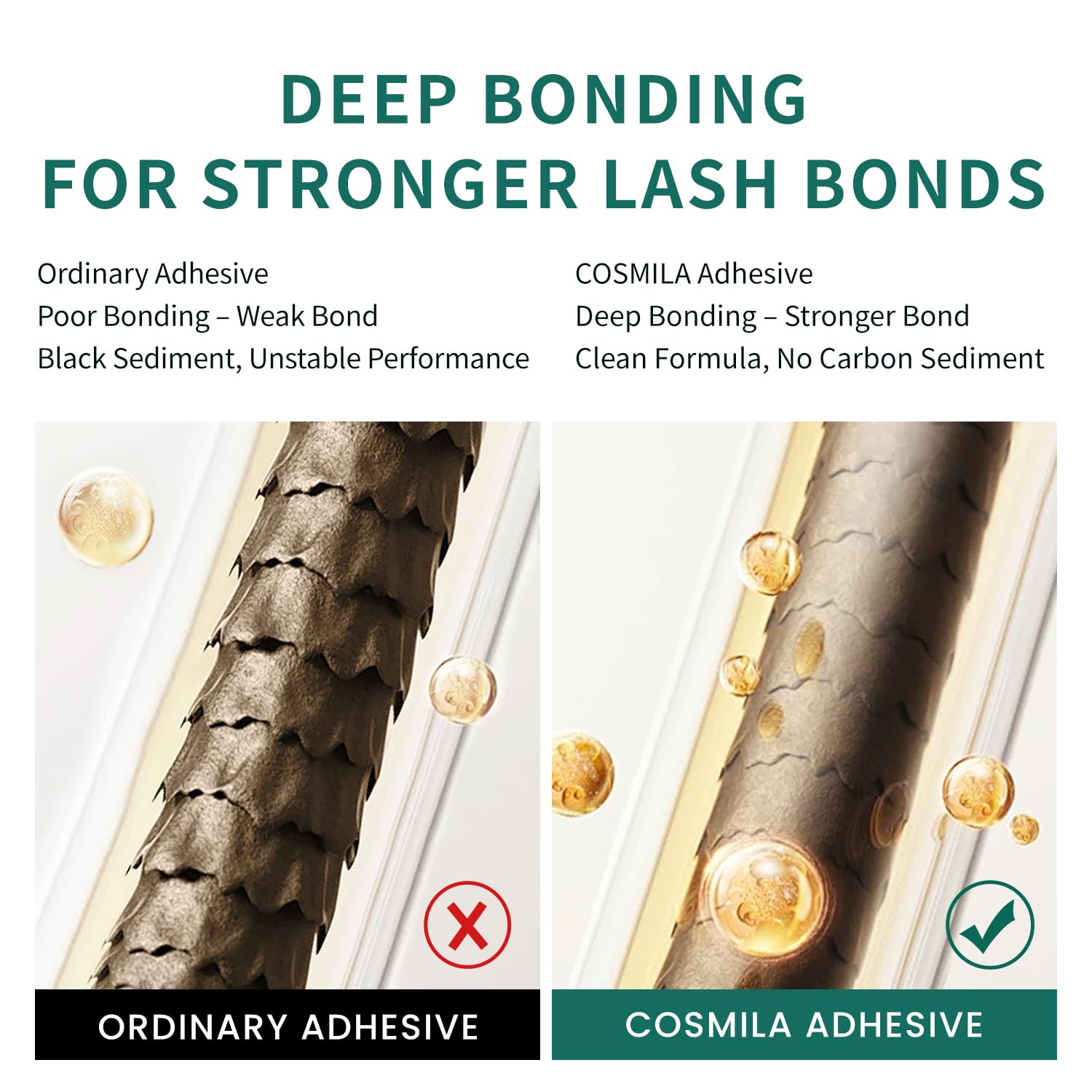 COSMILA Pro eyelash extension glue low fumes formula improves client comfort during application.