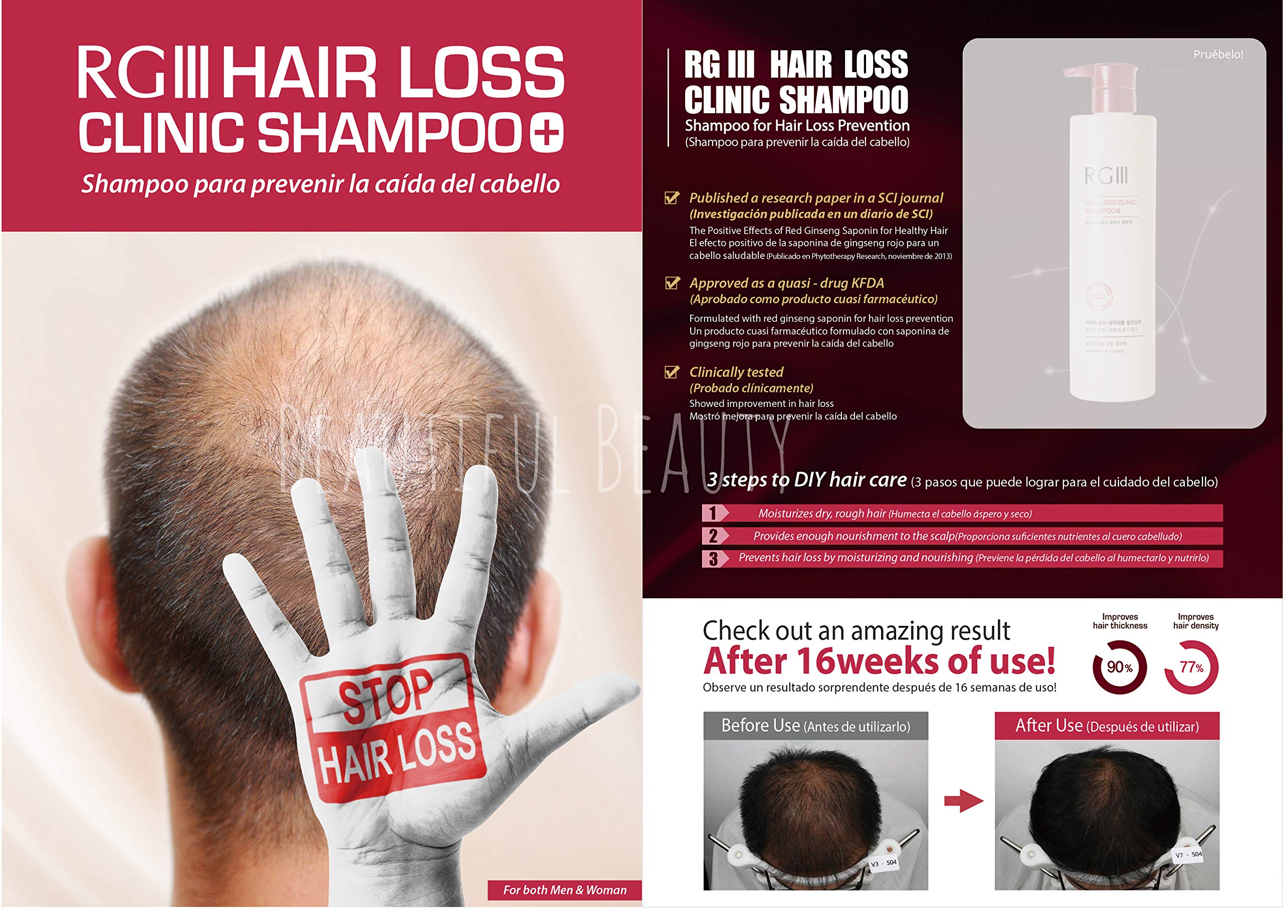 COSMOCOS RGIII Shampoo lather with rich foam for cleansing and volume.