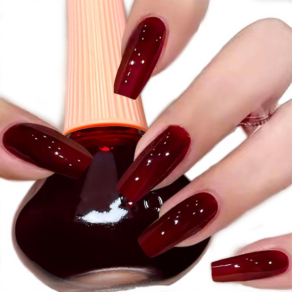 COSMOO Cherry Red Nail Polish bottle shows vibrant color and quick-dry potential.