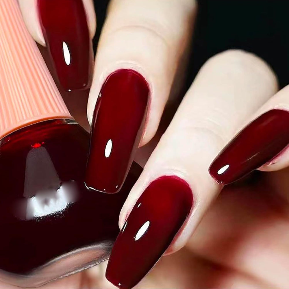 COSMOO Cherry Red Nail Polish quick-dry formula dries fast for easy at-home manicure.
