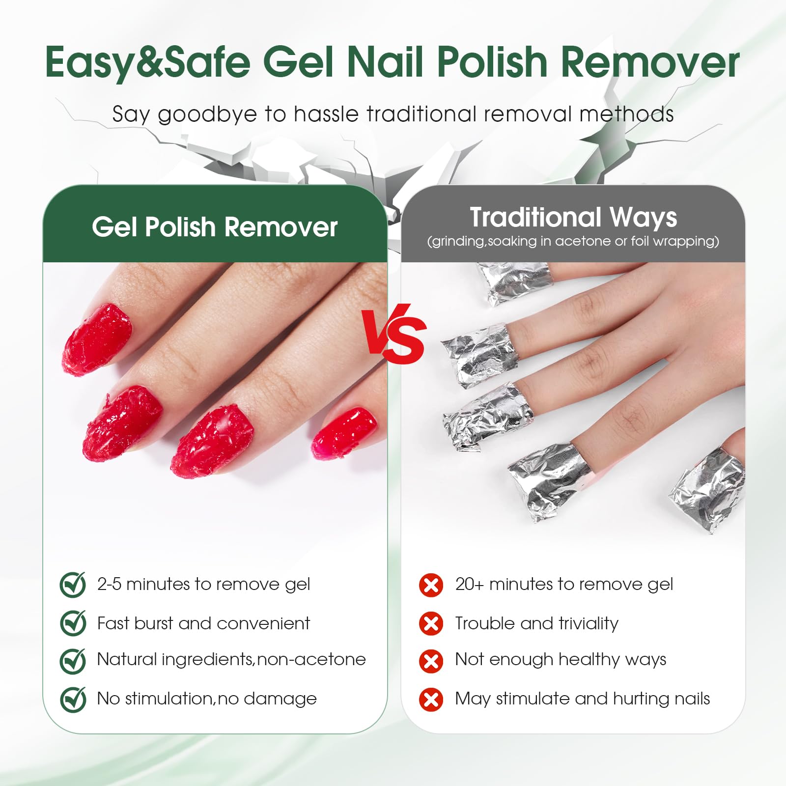 COSMOO Gel Nail Remover 3-5 minute removal step shown with timer