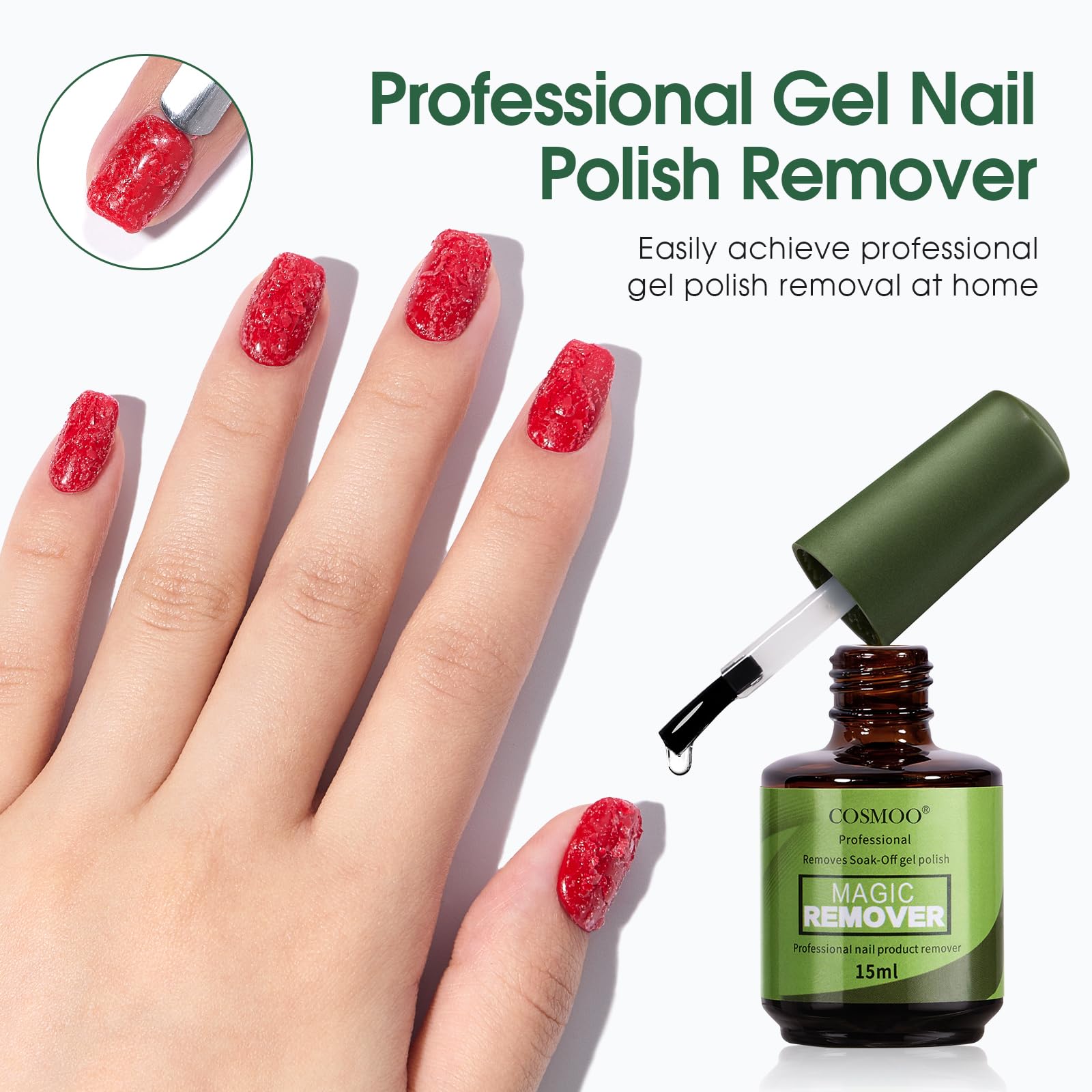COSMOO Gel Nail Polish Remover cuticle oil applied after removal