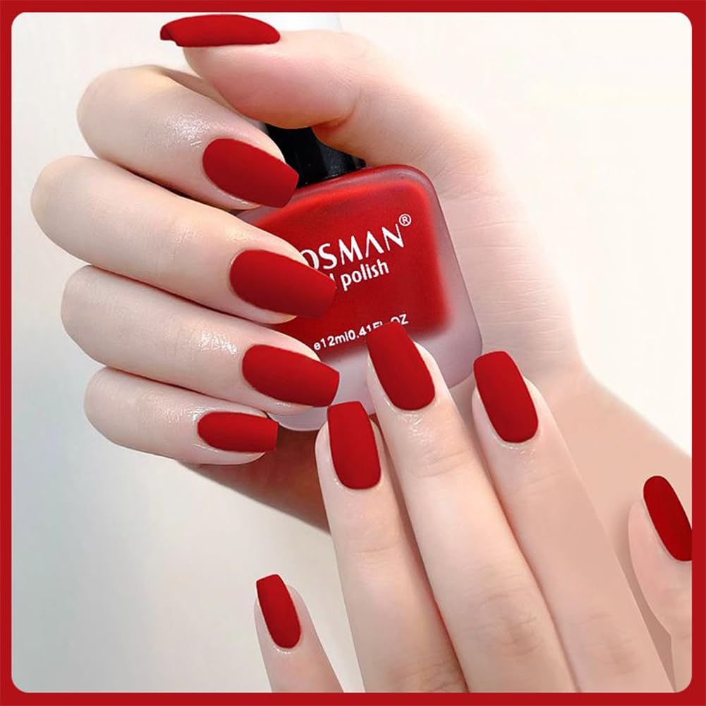 COSMOO nail art ideas using red matte polish for creative designs