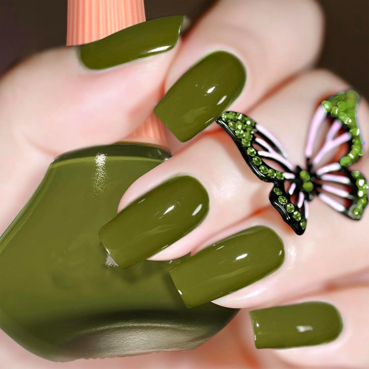 COSMOO Olive Green Nail Polish bottle, 12ml, ideal for vibrant day-to-night manicures