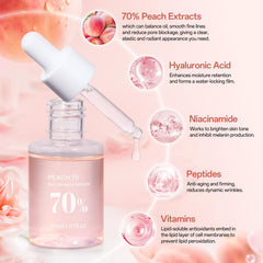 COSMOO Peach Serum application closeup showing quick-absorbing texture for oily skin.
