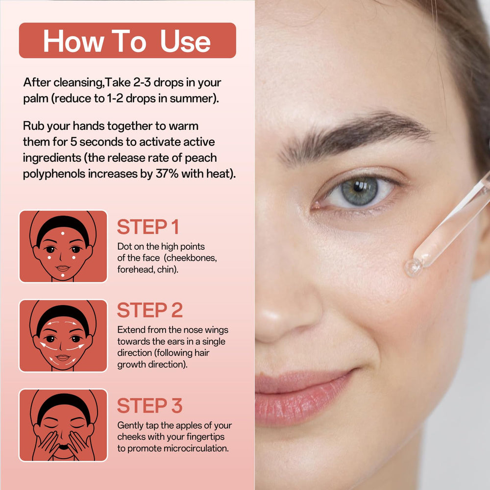 COSMOO Peach Serum supports oil balance and smooths pores on combination skin.