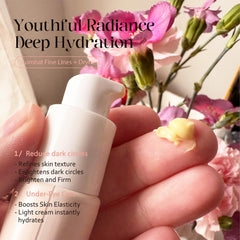 COSMOO Revive Eye Serum applied around the eye for smoother skin.
