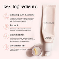 Close-up of COSMOO Revive Eye Serum ingredients including ginseng.