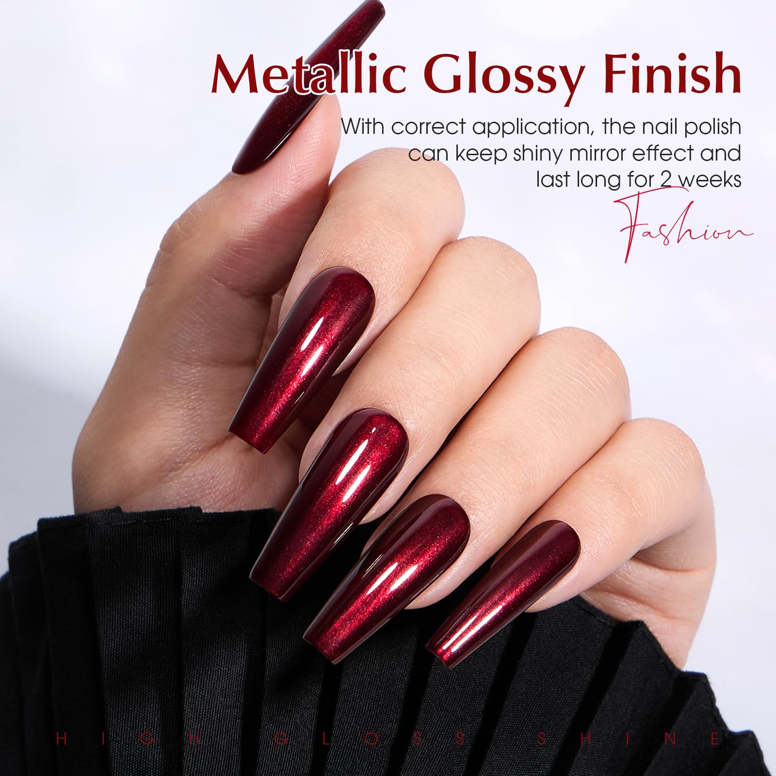 COSMOO wine red nail polish iridescent finish catches light with chameleon glow