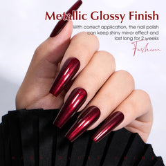 COSMOO wine red nail polish iridescent finish catches light with chameleon glow
