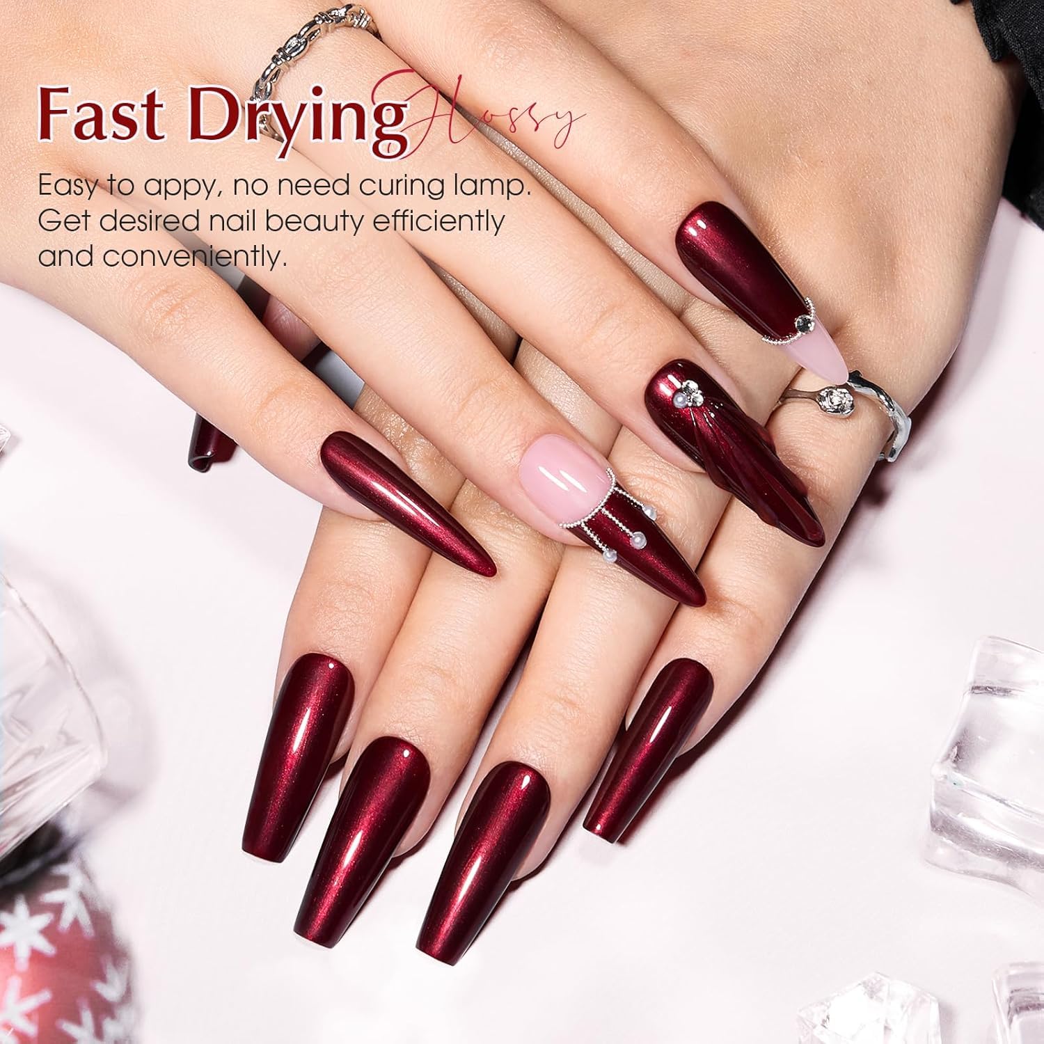 COSMOO wine red nail polish quick-dry formula dries per layer without lamp
