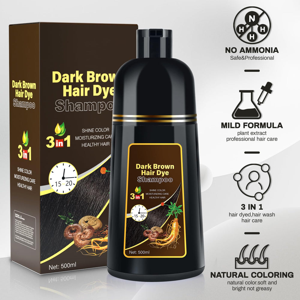 Cosmpro dark brown dye shampoo applied to hair to add shine and softness