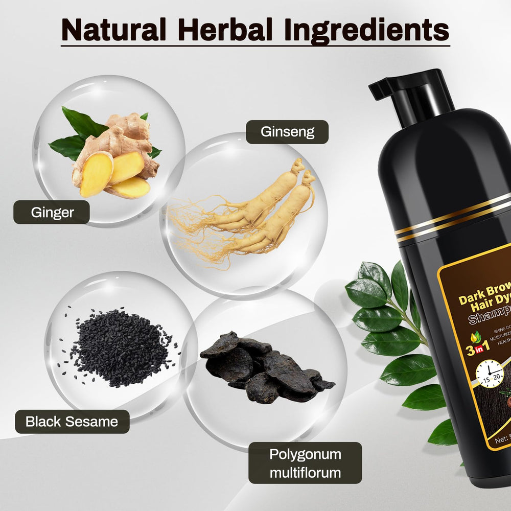 Cosmpro dark brown dye shampoo natural ingredients polygonum multiflorum and ginseng