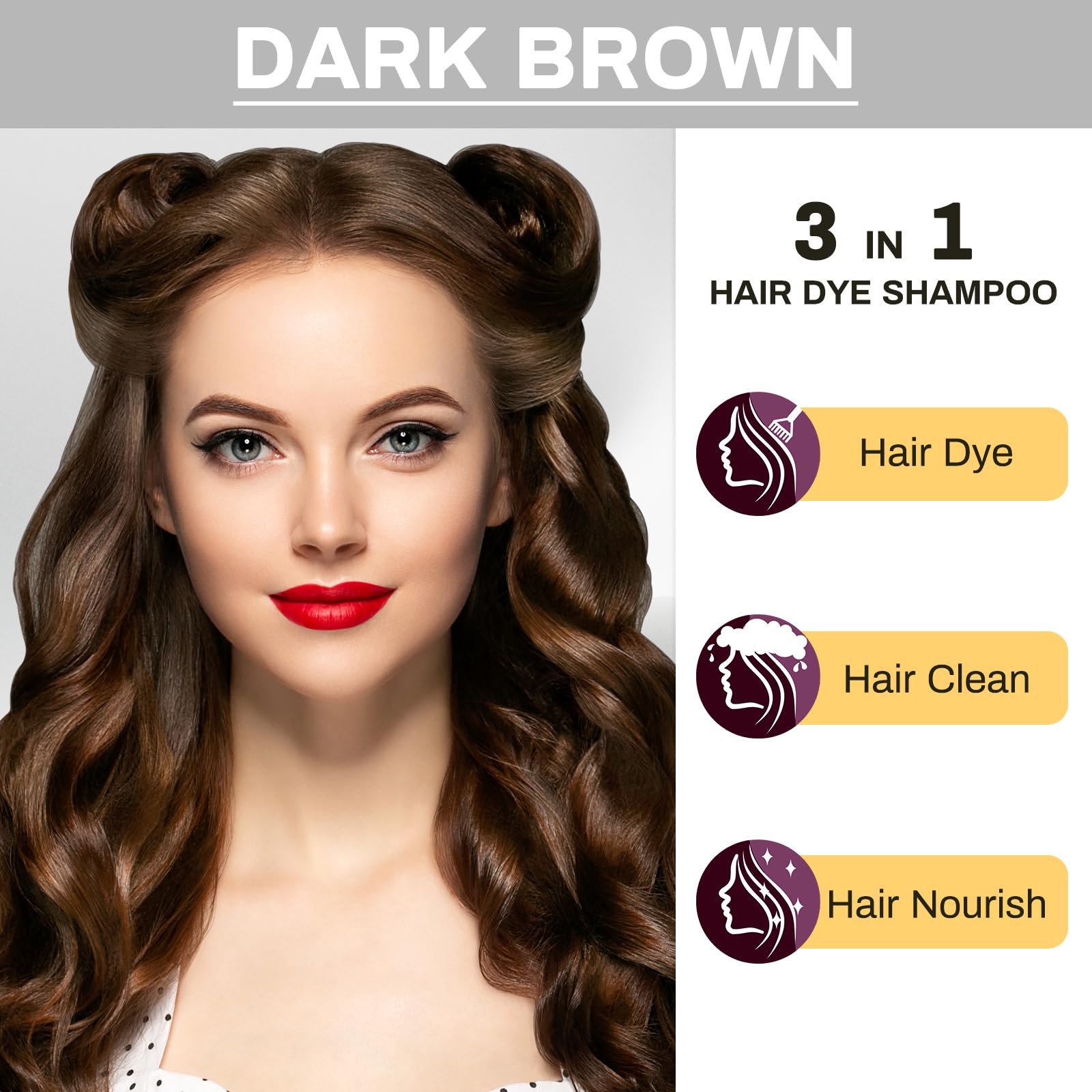 Cosmpro dark brown dye shampoo no pre mixing feature enables simple use