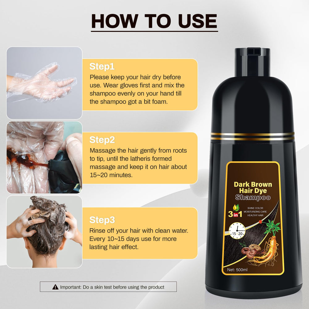 Cosmpro dark brown dye shampoo unisex design suited for all hair types