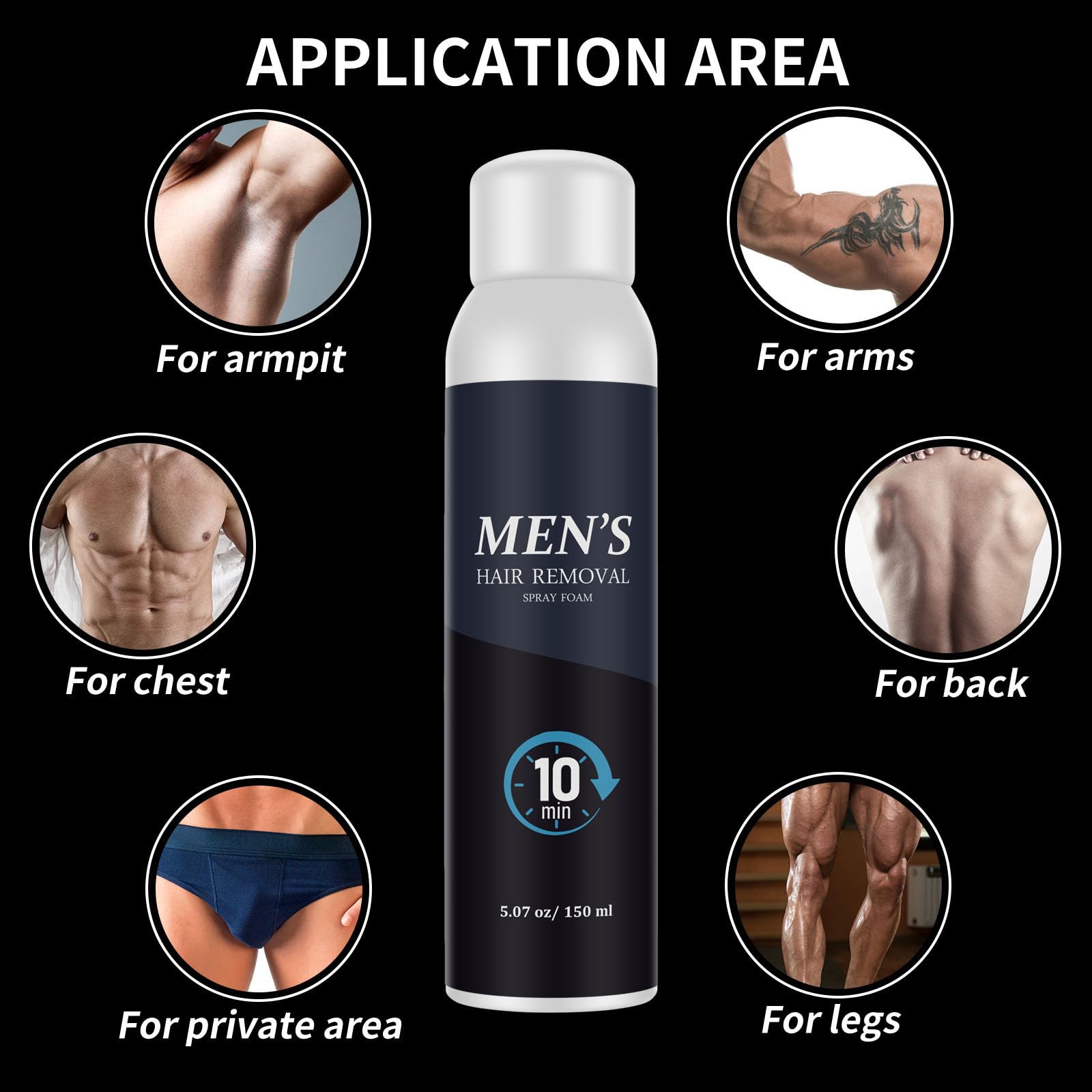 Cosmpro hair removal spray foam chest for even coverage on larger areas.