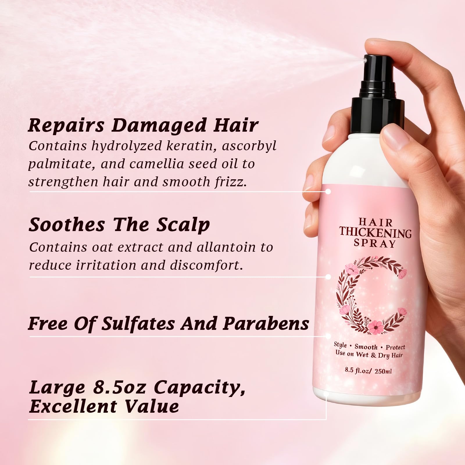 COSMTEK Keratin Repair ingredients illustration highlights conditioning benefits