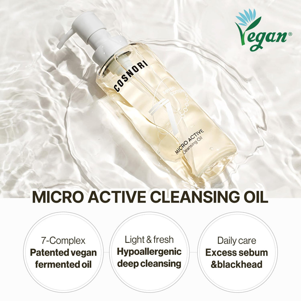 COSNORI cleansing oil pump action enables easy, mess-free dispensing during cleansing.