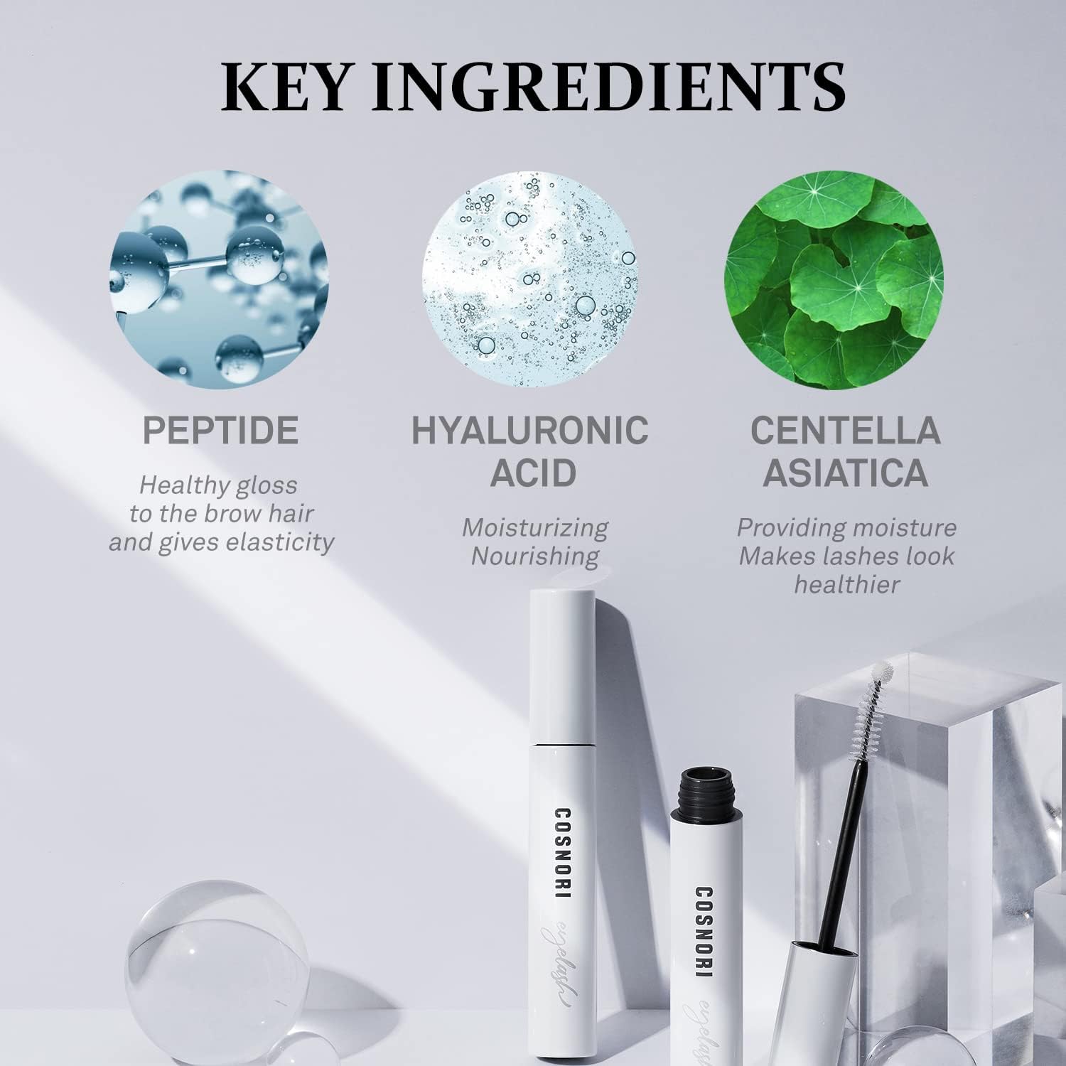 COSNORI closeup shows silky lashes with natural shine