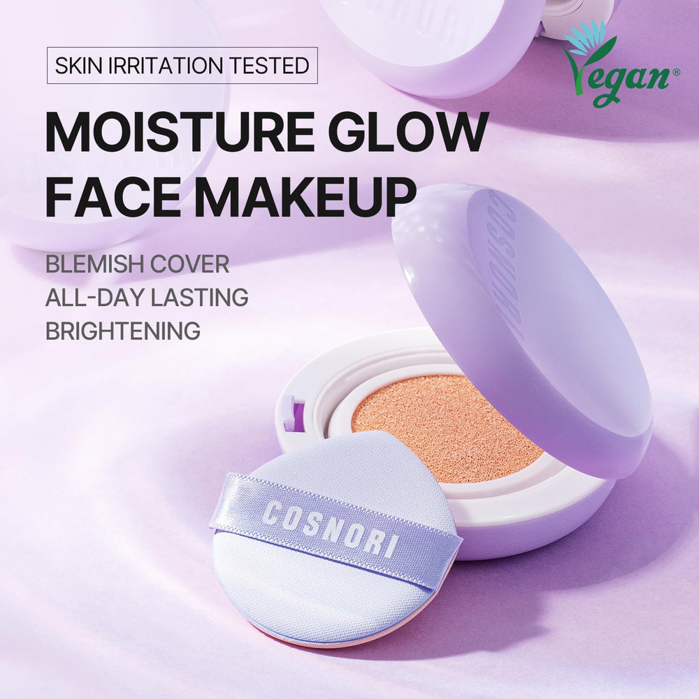 COSNORI cushion showcases glow hydration and smooth skin.