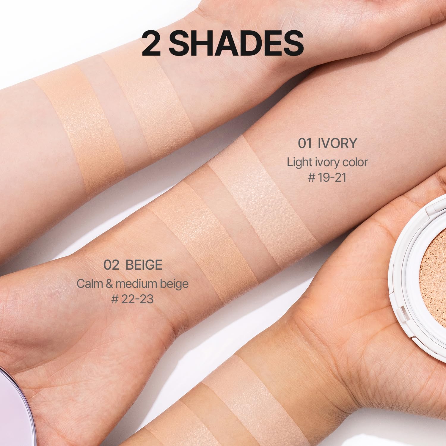 COSNORI cushion long-wearing finish keeps skin looking fresh all day.